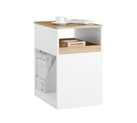 SoBuy Meuble Imprimante avec 3 Compartiments, roulettes Cachées 40x50x65cm | Support Imprimante avec Tiroir Amovible, Meuble de Rangement avec Espace de Stockage pour Bureau, Blanc-Nature, ASK08-WN