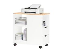 SoBuy Meuble Imprimante Mobile avec roulettes 60x30x60 cm | Support d’Imprimante avec tiroirs, rangement bureau et table d’appoint FBT130-WN