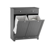 SoBuy Meuble Poubelle Cuisine avec Poubelle Intégrée, Meuble Rangement Poubelle avec 2 Tiroirs et 2 Bacs de 45L, Organisateur de Cuisine en MDF Gris 78x38x90 cm BZR33-II-DG