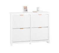 SoBuy Meuble Rangement Chaussure, Meuble d'Entrée, Armoire à Chaussures avec 4 Abattants, Rangement Compact pour Couloir, Salon, Blanc, 104x23x82cm, FSR186-II-W
