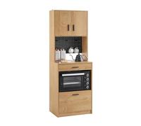 SoBuy Meuble Rangement Cuisine, Micro-Ondes, Panneau perforé, 60x170x40cm | Buffet de Cuisine avec niche ouverte & rangement, charge 10 kg/étagère & 5 kg/tiroir, PB, cuisine & cellier & bureau, FSB98-N