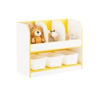 SoBuy Meuble Rangement Enfant KMB107-G 3 Compartiments et 3 Boîtes Plastique Étagère à Livres 70x30x58 cm