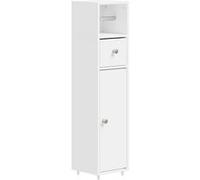 SoBuy Armoire de salle de bain avec porte-rouleau blanc 20x20x85 cm BZR219-W