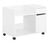 SoBuy Meuble Roulant pour Imprimante avec Tiroir et Porte Bureau Compact Blanc
