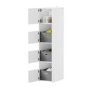 SoBuy Meuble Salle de Bain avec 3 Panier à Linge 60x40x186 cm Blanc | Armoire Colonne Buanderie Rangement avec 3 Paniers & 4 Portes, Haut & Étroit, pour Salle de Bain & Buanderie, BZR232-W