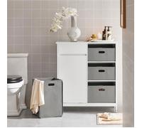 SoBuy BZR77-W Armoire à linge avec sacs à linge pliables Sac à linge Coffre à linge Panier à linge Armoire de salle de bain Blanc LHT environ : 80x91x38cm