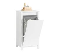 SoBuy Meuble Salle de Bain avec Panier à Linge 45x85,5x35 cm | Armoire de Salle de Bain avec Sac à Linge Amovible & Poignées de Transport, Meuble Buanderie Compact en Bois, Blanc, BZR100-W