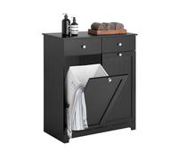 SoBuy Meuble Salle de Bain avec Panier à Linge - Armoire Salle de Bain avec 2 Tiroirs et Grande Capacité Sacs à Linge, Meuble Buanderie, Coffre à Linge, Noir, L78xP38xH90cm, BZR33-II-SCH