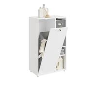 SoBuy Meuble Salle de Bain avec Panier à Linge Blanc 50x30x105 cm | Armoire de Rangement Gain de Place Colonne Salle de Bain Meuble Linge Sale Blanc pour Buanderie BZR218-W