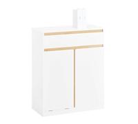 SoBuy Meuble Salle de Bain avec Panier à Linge et Tiroir 71x33x85 cm | Meuble Buanderie, Petit Meuble Rangement WC Toilette, Armoire de Salle de Bain, Blanc, BZR79-W