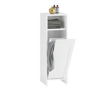SoBuy Armoire à linge BZR161-W – Sac à linge amovible, pieds protégés silicone, 30×97×30 cm, Blanc