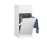 SoBuy Meuble Salle de Bain avec Panier à Linge Meuble Buanderie 40x90x38 cm | Armoire de Salle de Bain, Armoire à Linge avec Tiroir - Placard de Rangement Compacte pour Petits Espaces, Blanc, BZR110-W