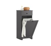 SoBuy Meuble Salle de Bain avec Tiroir et Panier à Linge Pliable 40x38x90cm | Armoire Toilette Placard Rangement, Colonne Salle de Bain Corbeille à Linge, Coffre à Linge, Gris, BZR21-II-DG