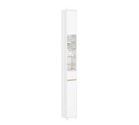 SoBuy Meuble Salle de Bain Colonne Étroite Gain de Place 20x20x180cm | Armoire de Rangement avec Étagères Réglables et Tiroir pour WC, Lavabo, Buanderie Blanc BZR34-WN