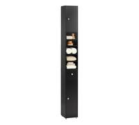 SoBuy Meuble Salle de Bain Colonne Salle de Bain 180cm Armoire de Rangement Étroite 20x20cm avec Étagères Réglables et Tiroir - Colonne Gain de Place pour WC, Lavabo, Buanderie Noir BZR34-II-SCH