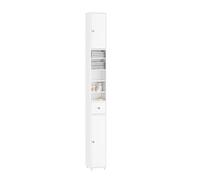 SoBuy Meuble Salle de Bain Colonne Salle de Bain 180cm Armoire de Rangement Étroite 20x20cm avec Étagères Réglables et Tiroir - Colonne Gain de Place pour WC, Lavabo, Buanderie Blanc Mat BZR34-II-W