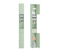 SoBuy Meuble Salle de Bain Colonne Salle de Bain 180cm Armoire de Rangement Étroite 20x20cm avec Étagères Réglables et Tiroir - Colonne Gain de Place pour WC, Lavabo, Buanderie, Vert Clair BZR34-II-GR