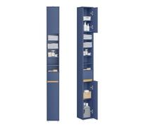 SoBuy Meuble Salle de Bain Colonne Salle de Bain 180cm Armoire de Rangement Étroite 20x20cm avec Étagères Réglables et Tiroir - Colonne Gain de Place pour WC, Lavabo, Buanderie, Bleu BZR34-II-B
