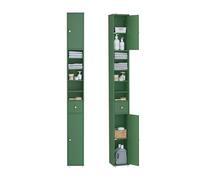 SoBuy Meuble Salle de Bain Colonne Salle de Bain 180cm Armoire de Rangement Étroite 20x20cm avec Étagères Réglables et Tiroir - Colonne Gain de Place pour WC, Lavabo, Buanderie, Vert Foncé BZR34-II-SY