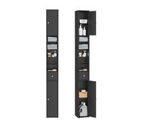 SoBuy Meuble Salle de Bain Colonne Salle de Bain 180cm Armoire de Rangement Étroite 20x20cm avec Étagères Réglables et Tiroir Noir