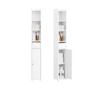 SoBuy Meuble Salle de Bain - Petit Meuble de Rangement Salle de Bain avec Porte et Tiroir - Armoire de Rangement WC et Toilettes Compact 20x20x145cm BZR34-K-W