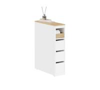 SoBuy Meuble Salle de Bain, Meuble WC Rangement 20cm avec 3 Tiroirs, Petit Armoire Salle de Bain Rangement, Etagere WC Mobile pour Toilette et Cuisine, Blanc, 60x20x82,3cm, BZR54-K-W