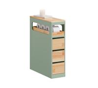 SoBuy Meuble Salle de Bain Rangement - Petit Meuble Toilette Colonne Étroite à roulettes, 3 Tiroirs avec Plateau en Hévéa Gain de Place pour WC Petit Espace et Cuisine, Vert 65x23x82cm BZR54-II-GR