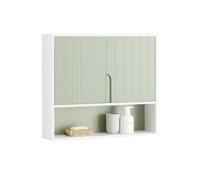 SoBuy Meuble Salle de Bain Suspendu Gain de Place Vert Sauge 60x54x15 cm | Armoire Murale avec Étagère, Rangement Suspendu, Armoire Pharmacie, Meuble Dessus WC BZR140-GR