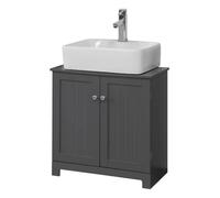 SoBuy Meuble sous Lavabo Salle de Bain -Meuble sous Vasque avec Portes et étagère réglable - Meuble de Rangement Salle de Bain Compact en MDF, Gris Foncé, 60x60x29cm, BZR18-DG
