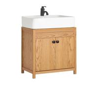 SoBuy Meuble sous-Lavabo BZR98-N Meuble sous-Vasque à 2 étages réglable et 2 Portes L60 x P35 x H60 cm Couleur Naturel
