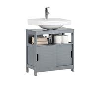 SoBuy FRG128-SG Meuble sous-lavabo Meuble de salle de bain avec coussin pour les pieds Meuble sous-lavabo gris acier LHT env. : 60x61x30cm