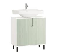 SoBuy Meuble sous Lavabo Salle de Bain avec Découpe pour Siphon 60x60x30 cm | Meuble Salle de Bain avec Étagères Réglables Ensemble de Meubles de Rangement Vert 60x30x60cm BZR139-GR