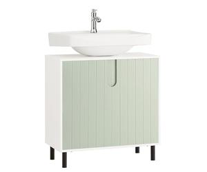 SoBuy Meuble sous Lavabo Salle de Bain avec Découpe pour Siphon 60x60x30 cm | Meuble Salle de Bain avec Étagères Réglables Ensemble de Meubles de Rangement Vert 60x30x60cm BZR139-GR