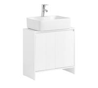 SoBuy Meuble sous Lavabo Salle de Bain Meuble de Rangement avec Étagères Ajustables, Résistant à l'Humidité, Idéal pour Petites Salles de Bain, Blanc, MDF 60x61x30cm BZR157-W