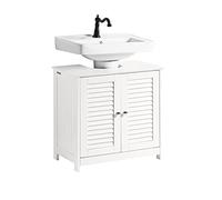 SoBuy Meuble sous lavabo FRG237-II-W – Colonne lavabo 2 portes blanc L60×P35×H58 cm