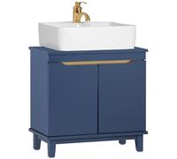 SoBuy Meuble sous vasque BZR113-B - 2 Portes - Bleu foncé - L60 x P30 x H59
