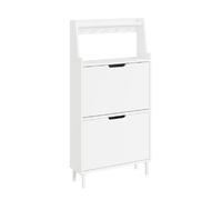 SoBuy Mobile de rangement pour entrée avec portemanteau Blanc 60x19x119 cm