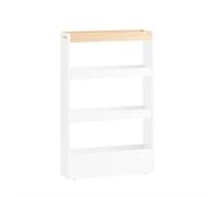 SoBuy NSR12-WN Étagère de Niche à roulettes en Bois Meuble de Rangement Cuisine Chariot Placard Alcôve Chariot de Service 4 Étages