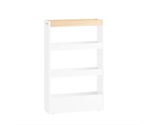 SoBuy NSR12-WN Étagère de Niche à roulettes en Bois Meuble de Rangement Cuisine Chariot Placard Alcôve Chariot de Service 4 Étages