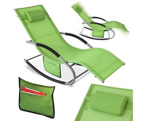 SoBuy OGS28-GR Chaise longue de jardin résistante aux intempéries Chaise longue à bascule avec coussin Chaise longue de relaxation Chaise longue à bascule Chaise longue de plage extérieure jusqu'à 150