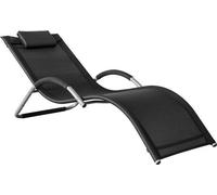SoBuy OGS38-SCH Chaise longue de jardin Fauteuil de relaxation avec coussin Noir Largeur env. 63 x 66 x 172 cm