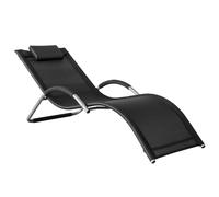 SoBuy Chaise longue de plage Chaise longue de jardin avec coussin pour jardins, cours, plages, balcons Charge de 100 kg Noir OGS38-SCH