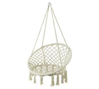 SoBuy® OGS42-MI Chaise Suspendue à Franges en Corde de Coton, Hamac Suspendu macramé, Fauteuil balançoire Intérieur extérieur, Balancelle de Jardin et Patio- Hamac Rond