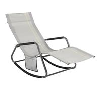 SoBuy OGS47-HG Fauteuil à Bascule Transat de Relaxation Chaise Longue Bain de Soleil - avec Pochette latérale - 145x57x84cm - Gris