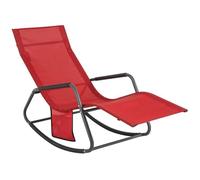 SoBuy OGS47-R Fauteuil à Bascule Transat de Relaxation Chaise Longue Bain de Soleil, avec Pochette latérale, 145x57x84cm, Rouge