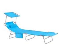 SoBuy OGS48-Bx2 Lot de 2 Chaise Longue Pliable avec Pare-Soleil Réglable - Transat Jardin, 198 x 63 x 65 cm, 4 Positions Inclinables, 150kg Max - Pour Piscine, Jardin, Terrasse et Camping - Bleu Bleu