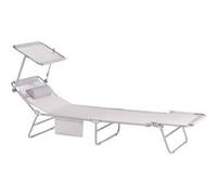 SoBuy OGS48-MIx2 Lot de 2 Chaise Longue Pliable avec Pare-Soleil Réglable - Transat Jardin, 198 x 63 x 65 cm, 4 Positions Inclinables, 150kg Max - Pour Piscine, Jardin, Terrasse et Camping - Beige Bei