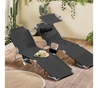 SoBuy Lot de 2 Chaises longues pliables OGS48-SCHx2 – Bains de soleil avec coussin – Noir