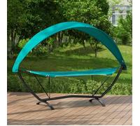 SoBuy OGS51-TB Transat Lit Suspendu Hamac de Jardin avec Support et Pare-Soleil Bain de Soleil - Surface de Couchage L214xP100cm - Turquoise