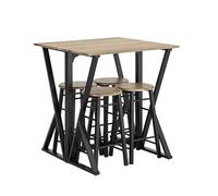 SoBuy® OGT24-N Set de 1 Table + 4 Chaises Ensemble Table de Bar bistrot + 4 tabourets Table Mange-Debout Table Haute Cuisine Table à Manger Table de Balcon avec Repose-Pieds Table Pliante